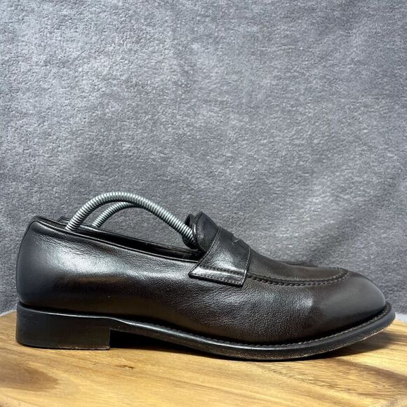 M. Gemi Mens Leather Round Apron Toe Slip-On Formal Loafers Brown Size EUR 43.5 - Picture 1 of 10